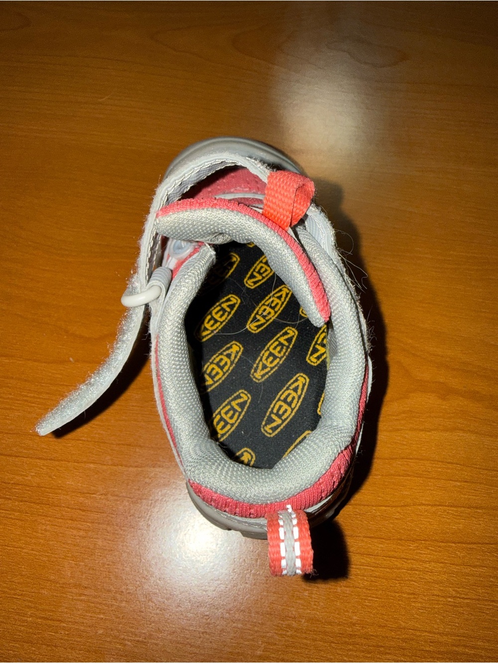 Keen Kids Coral Pink and Light Gray Athletic Sneakers - Picture 6 of 7